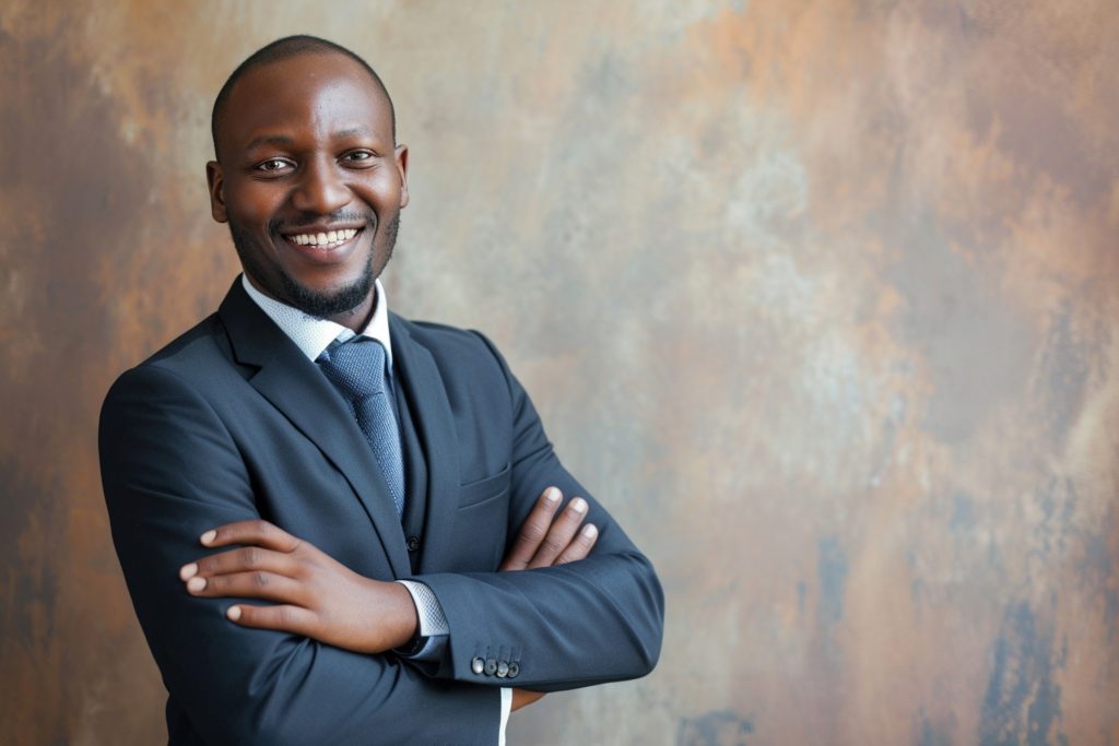 african businessman in suit with generative ai